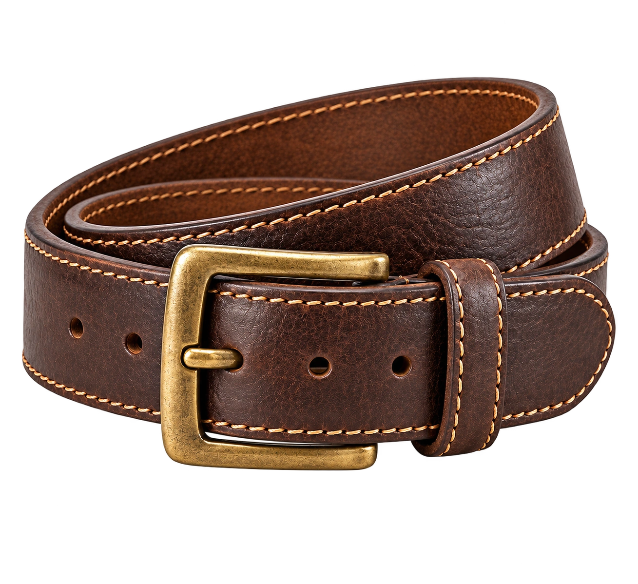 Stitched leather belt